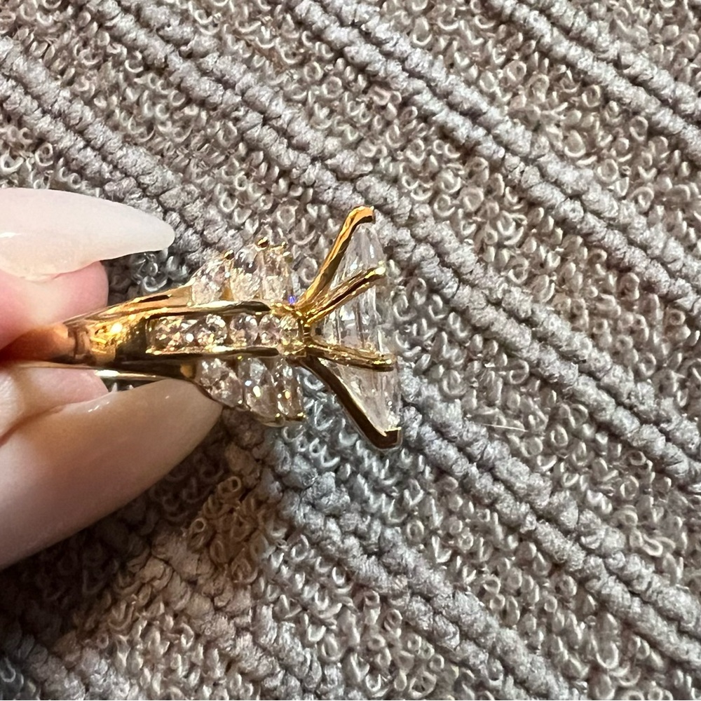 Diamonique Gold Marquise Cut Ring with Art Deco Elegance - Picture 13 of 15